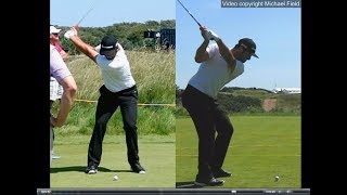 Jon Rahm golf swing  Long Iron faceon amp downtheline July 2017 [upl. by Maller]