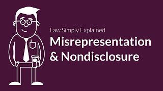 Misrepresentation and Nondisclosure  Contracts  Defenses amp Excuses [upl. by Naira]