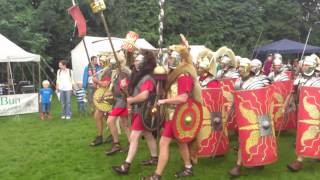 Roman Reenactment at the Amphitheatre in Caerleon Marching In [upl. by Tezil]