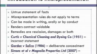 Misrepresentation Lecture 1 of 4 [upl. by Hay]